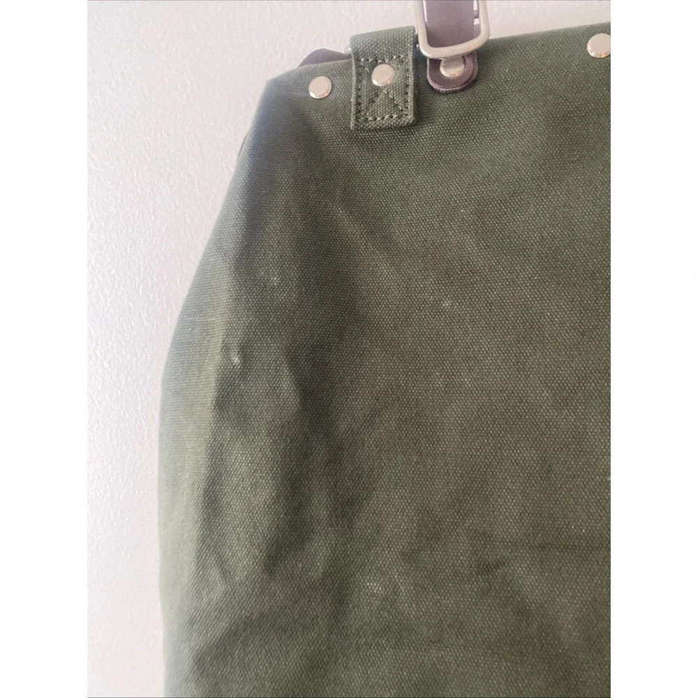 Bespoke Post Line of Trade Canvas Crossbody Duffel Weekender Olive Green Bag